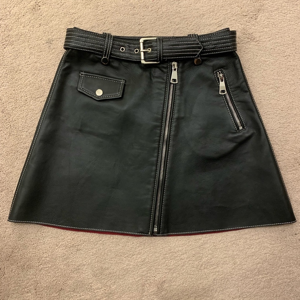 Maje jupe trapeze leather skirt with zip size FR38 Black - Picture 1 of 8